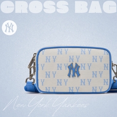 616 -  Túi MLB Korea Monogram Jacquard Mini Cross Bag New York Yankees Sky Blue 3ACRS014N-50SBD [HÀNG CHÍNH HÃNG]