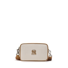 565 -  Túi MLB NY Monogram Chìm Mini - Trắng Kem viền Nâu - Code 3ACRS014N 50CRD [HÀNG CHÍNH HÃNG]