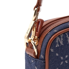 490 -  Túi MLB NY Monogram JQD - Xanh Denim Quai Nâu - Code 7ACRMD83N - 50NYS [HÀNG CHÍNH HÃNG]