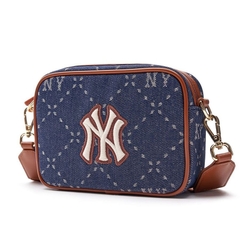 490 -  Túi MLB NY Monogram JQD - Xanh Denim Quai Nâu - Code 7ACRMD83N - 50NYS [HÀNG CHÍNH HÃNG]