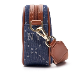 490 -  Túi MLB NY Monogram JQD - Xanh Denim Quai Nâu - Code 7ACRMD83N - 50NYS [HÀNG CHÍNH HÃNG]