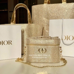2713 - Túi Dior Crystal Gold Woven Gift Party - Dior Beauty Xmas Gift (Gift Hãng Tặng Khách) [HÀNG CHÍNH HÃNG]