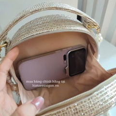 2079 - Túi Dior Gift Crystal Gold Woven Round Pouch - Dior Pouch Beauty Xmas Gift (Gift Hãng Tặng Khách) [HÀNG CHÍNH HÃNG]