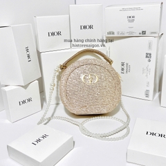 2079 - Túi Dior Gift Crystal Gold Woven Round Pouch - Dior Pouch Beauty Xmas Gift (Gift Hãng Tặng Khách) [HÀNG CHÍNH HÃNG]