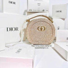 2079 - Túi Dior Gift Crystal Gold Woven Round Pouch - Dior Pouch Beauty Xmas Gift (Gift Hãng Tặng Khách) [HÀNG CHÍNH HÃNG]