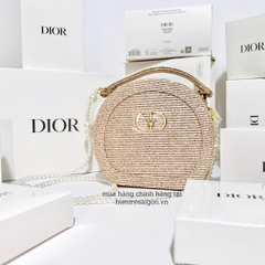 2079 - Túi Dior Gift Crystal Gold Woven Round Pouch - Dior Pouch Beauty Xmas Gift (Gift Hãng Tặng Khách) [HÀNG CHÍNH HÃNG]
