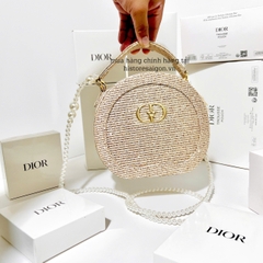 2079 - Túi Dior Gift Crystal Gold Woven Round Pouch - Dior Pouch Beauty Xmas Gift (Gift Hãng Tặng Khách) [HÀNG CHÍNH HÃNG]