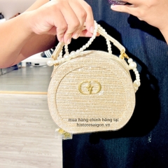 2079 - Túi Dior Gift Crystal Gold Woven Round Pouch - Dior Pouch Beauty Xmas Gift (Gift Hãng Tặng Khách) [HÀNG CHÍNH HÃNG]