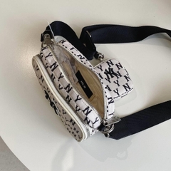 613 -  Túi MLB Korea Monogram Mini Cross Bag New York Yankees D.Cream - 3ACRS012N-50CRD [HÀNG CHÍNH HÃNG]