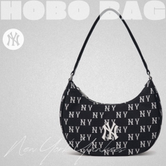 888 -  Túi MLB Monogram Jacquard Hobo Bag New York Yankees - Black - Kẹp nách - Code 3ABQS014N-50BKS [HÀNG CHÍNH HÃNG]