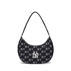 888 -  Túi MLB Monogram Jacquard Hobo Bag New York Yankees - Black - Kẹp nách - Code 3ABQS014N-50BKS [HÀNG CHÍNH HÃNG]
