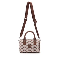 500 -  Túi MLB Korea Monogram Jacquard Boston Bag New York Yankees Brown - Nâu Monogram - Code 3ABWS013N-50CRD [HÀNG CHÍNH HÃNG]