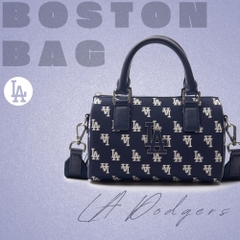 501 -  Túi MLB Korea Monogram Jacquard Boston Bag LA Dodgers D.Navy - Xanh Navy Monogram - Code 3ABWS013N-07NYD [HÀNG CHÍNH HÃNG]