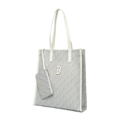 742 -  Túi MLB Tote Mono Diamond Jackquard Big B Grey - Xám Trắng - Code 3AORM012N 43GRS [HÀNG CHÍNH HÃNG]