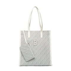 742 -  Túi MLB Tote Mono Diamond Jackquard Big B Grey - Xám Trắng - Code 3AORM012N 43GRS [HÀNG CHÍNH HÃNG]