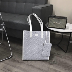 742 -  Túi MLB Tote Mono Diamond Jackquard Big B Grey - Xám Trắng - Code 3AORM012N 43GRS [HÀNG CHÍNH HÃNG]