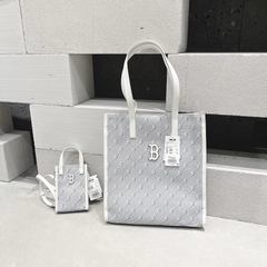 742 -  Túi MLB Tote Mono Diamond Jackquard Big B Grey - Xám Trắng - Code 3AORM012N 43GRS [HÀNG CHÍNH HÃNG]