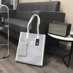 742 -  Túi MLB Tote Mono Diamond Jackquard Big B Grey - Xám Trắng - Code 3AORM012N 43GRS [HÀNG CHÍNH HÃNG]