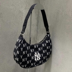 888 -  Túi MLB Monogram Jacquard Hobo Bag New York Yankees - Black - Kẹp nách - Code 3ABQS014N-50BKS [HÀNG CHÍNH HÃNG]