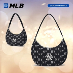 888 -  Túi MLB Monogram Jacquard Hobo Bag New York Yankees - Black - Kẹp nách - Code 3ABQS014N-50BKS [HÀNG CHÍNH HÃNG]