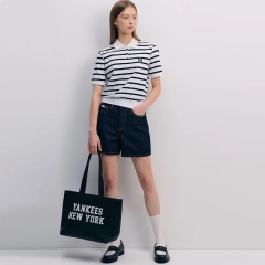 1142 - Túi MLB Varsity Jacquard Shopper Bag New York Yankees Black - Code 3AORL104N 50BKS[HÀNG CHÍNH HÃNG]