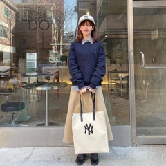 1103 -  Túi MLB Tote Canvas New York Yankees Cream - Code 3AORM022N 50CRS [HÀNG CHÍNH HÃNG]