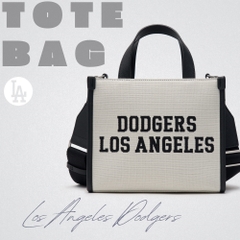 1135 - Túi MLB Korea Varsity Jacquard Tote Bag LA Dodgers Cream - Code 3AORS024N 07CRM [HÀNG CHÍNH HÃNG]