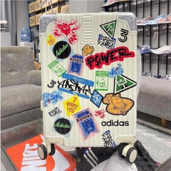 646 -  Vali Adidas Sticker Power - Size Cabin 22 Xách Tay - Trắng Kem [HÀNG CHÍNH HÃNG]