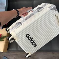 646 -  Vali Adidas Sticker Power - Size Cabin 22 Xách Tay - Trắng Kem [HÀNG CHÍNH HÃNG]