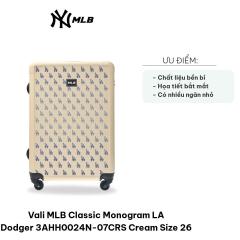 2641 - Vali MLB Classic Mono NY Size 26 Ký Gửi 3AHH0024N-07CRS Trắng Kem [HÀNG CHÍNH HÃNG]