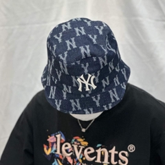 032 -  Nón Bucket MLB Xanh Dương Monogram NY [HÀNG CHÍNH HÃNG]