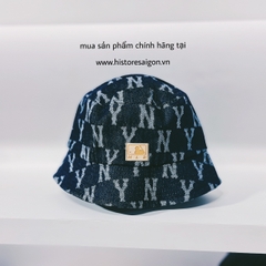 032 -  Nón Bucket MLB Xanh Dương Monogram NY [HÀNG CHÍNH HÃNG]