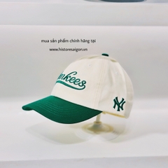 042 -  Nón MLB Trắng Kem - Yankee xanh lá [HÀNG CHÍNH HÃNG]