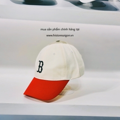043 -  Nón MLB Trắng Kem - B Đỏ [HÀNG CHÍNH HÃNG]