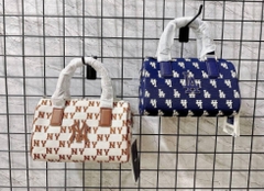 500 -  Túi MLB Korea Monogram Jacquard Boston Bag New York Yankees Brown - Nâu Monogram - Code 3ABWS013N-50CRD [HÀNG CHÍNH HÃNG]