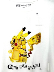 156 -  Áo Uniqlo - Trắng - Pikachu Vàng [HÀNG CHÍNH HÃNG]