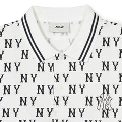 702 -  Áo Polo MLB Front Pattern Collar NY Monogram - Trắng Ivory - Code 3APQM0443 50IVS [HÀNG CHÍNH HÃNG]