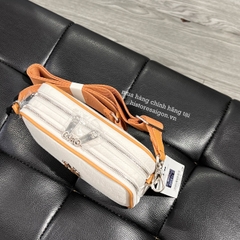 565 -  Túi MLB NY Monogram Chìm Mini - Trắng Kem viền Nâu - Code 3ACRS014N 50CRD [HÀNG CHÍNH HÃNG]