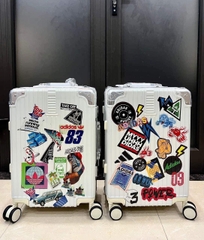 846 -  Vali Adidas Sticker 83 Xách Tay - Size Cabin 22 Xách Tay - Trắng Kem [HÀNG CHÍNH HÃNG]
