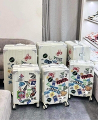 846 -  Vali Adidas Sticker 83 Xách Tay - Size Cabin 22 Xách Tay - Trắng Kem [HÀNG CHÍNH HÃNG]