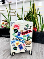 646 -  Vali Adidas Sticker Power - Size Cabin 22 Xách Tay - Trắng Kem [HÀNG CHÍNH HÃNG]