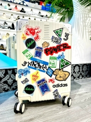 646 -  Vali Adidas Sticker Power - Size Cabin 22 Xách Tay - Trắng Kem [HÀNG CHÍNH HÃNG]