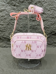 941 -  Túi MLB Monogram Jacquard New York Yankees - Hồng Pink - Code 7ACRMDA4 50PKL [HÀNG CHÍNH HÃNG]