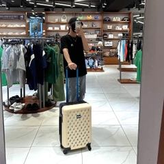 1008 -  Vali MLB LA Classic Monogram Monative - Size Cabin 22 Xách Tay - Beige Kem - Code 3AHH0014N 07CRS [HÀNG CHÍNH HÃNG]