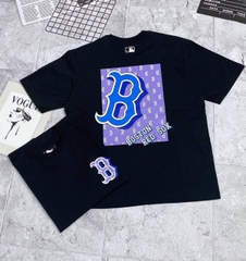 548 -  Áo MLB Big B Boston Monotive Overfit - Đen - Big B Monogram Tím - Code 3ATSM3033N-50BKS [HÀNG CHÍNH HÃNG]