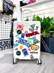 646 -  Vali Adidas Sticker Power - Size Cabin 22 Xách Tay - Trắng Kem [HÀNG CHÍNH HÃNG]