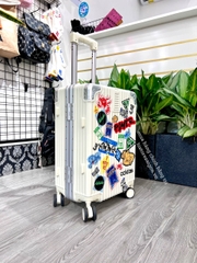 646 -  Vali Adidas Sticker Power - Size Cabin 22 Xách Tay - Trắng Kem [HÀNG CHÍNH HÃNG]