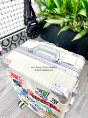 646 -  Vali Adidas Sticker Power - Size Cabin 22 Xách Tay - Trắng Kem [HÀNG CHÍNH HÃNG]