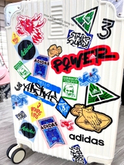 646 -  Vali Adidas Sticker Power - Size Cabin 22 Xách Tay - Trắng Kem [HÀNG CHÍNH HÃNG]