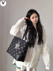 1102 -  Túi MLB Tote Diamond Monogram Jacquard New York Yankees ''Black'' - Code 3AORL014N 50BKS [HÀNG CHÍNH HÃNG]